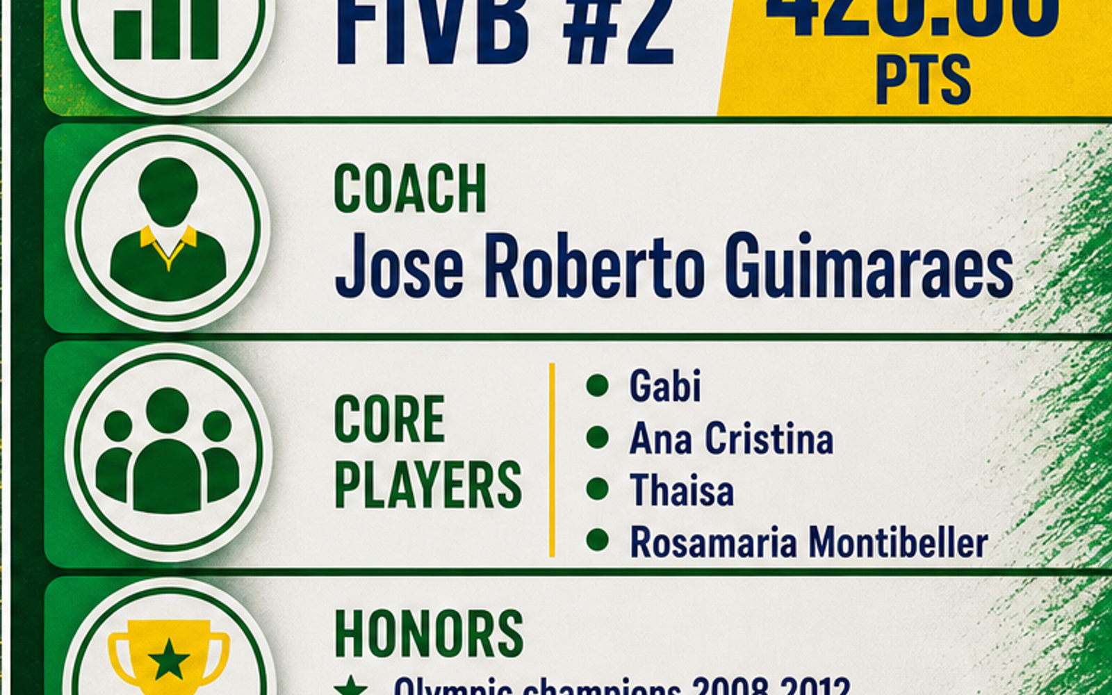 Brazil Women's National Volleyball Team visual team brief